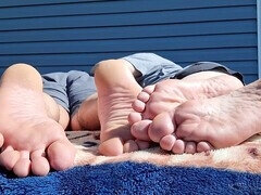 Américain, Derrière les coulisses, Pieds, Mature, De plein air, Spandex