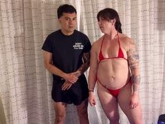 Любители, Американки, Минет, Парочка, Доминирование, Белье, Мускулы, Тату