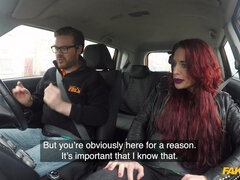 Crazy Redhead Fucks Car Gearstick 1 - Fake Driving School