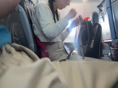 Kinky Risky Hj until Spunk in Public Airplane