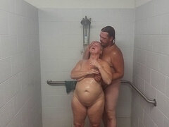 Hot amateur couple enjoy a steamy shower quickie!