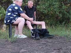 Neighbour MILF Jerks My Dick in Park Until I Cum