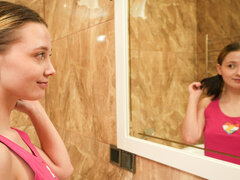Smooth-shaven cuties get their holes stretched out