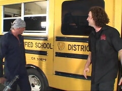 Blonde teen banged by bus driver in vintage video