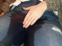 Unfall, Leie, Britisch, Auto, Hd, Jeans, Pissen, Nass