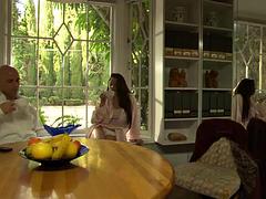 Tussi, Grosser schwanz, Blasen, Spermaladung, Handjob, Milf, Rotschopf, Titten