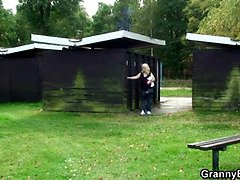 Blonde granny gets fucked by a stranger