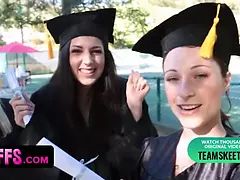 Lesbo teens likes a hot graduation surprise