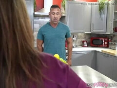 Busty Redhead Stepdaughter Chloe Cooper Begs Stepdad for Big Cock in Kitchen - POV Blowjob