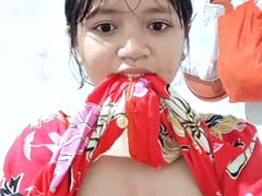 Asiático, Tetas grandes, Indonesio, Masturbación, Solo, Tetas