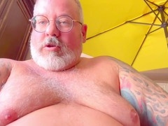 Dominant big grizzly bear smothers you with his hefty nuts and covers you in cum