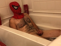 Perspiring Spider-boy Washes N Bath Disregard