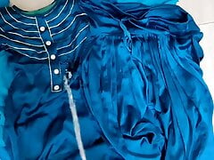 Urine and Pissing on satin silky suit salwar of nurse (73)