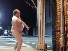 Ugly fat guy jerking off in the street