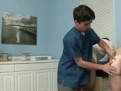 Doctor visit leads to gay group sex and cum loads