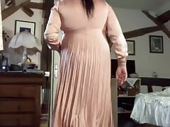 Outfit with a long pink dress