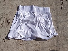 piss on white nike skort