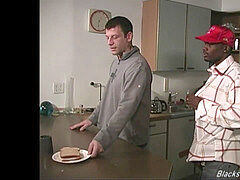Black men sharing a unshaved middle old white man