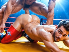 Grappling booty gets demolished ringside with deep rectal & muscle fuckin'