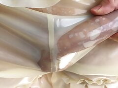 Jerking in LATEX pants with black GLOVES