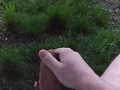 Evening park bench cumshot