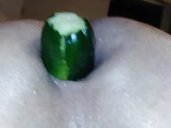 Fucking my ass with a cucumber