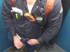 Bearded Hunk Strokes Cock Outdoors in a Porty Potty7777