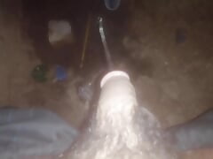 Public place cumshot in my big cock handjob