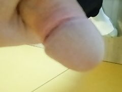 Spitting on my big and hot cock to tease my tranny girlfriend