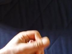Jerking my dick untill cum on a blue couch