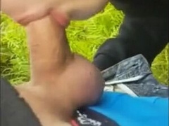 Twink Sucks Big Cock Outdoors and Swallows Cum