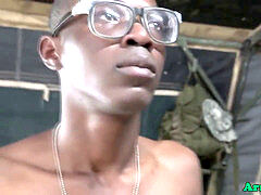 Military whiteboy barebacked outdoors w big black cock