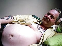 chubby bear wanking on the couch