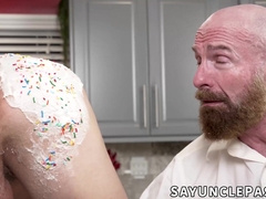 Danny Glisten and Skylar Finchh surprise Mick Weston with a b-day rump