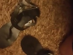 cum on black flats sandals