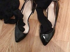 Cum on stockings and heels