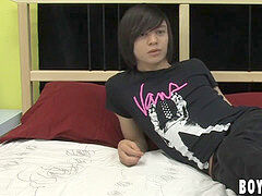 youthful punk twink Roxy crimson cums after jerking for an interview