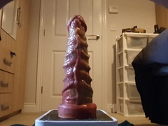 Queer lad takes monster fuck stick deep additional phat fake penis ass-fuck wide open