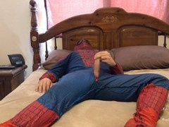 Spider-man cosplay solo masturbation