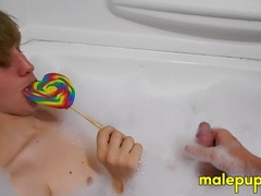 Daddy Richard Lennox rubs and plays the dick of young Elis Ataxx with some dirty talks
