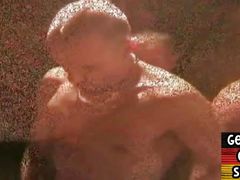 Assfucked stud penetrated in group sex in missionary