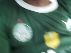 aroused Palmeiras admirer at the bus stop