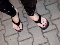sexy feet and latex flip flops