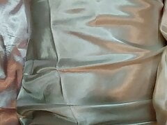 Masturbate and Cumshot on white satin nightie