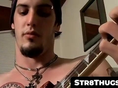 Str8Thugs.com - Straight thug Axel strums his cock while playing with his guitar