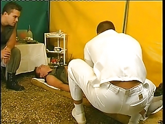 Two soldiers fucking a nurse