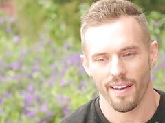 Ripped amateur jock tugging his dick at home