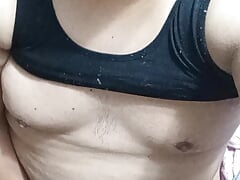 Chubby bator mexican playing nipples & Smalldick on the bed