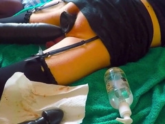 Hard BDSM whip with clamps on armpits nipples and testicles 2