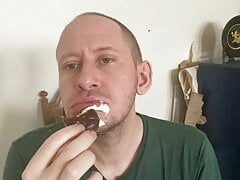 Food, Eating a Homemade Cream Puff
